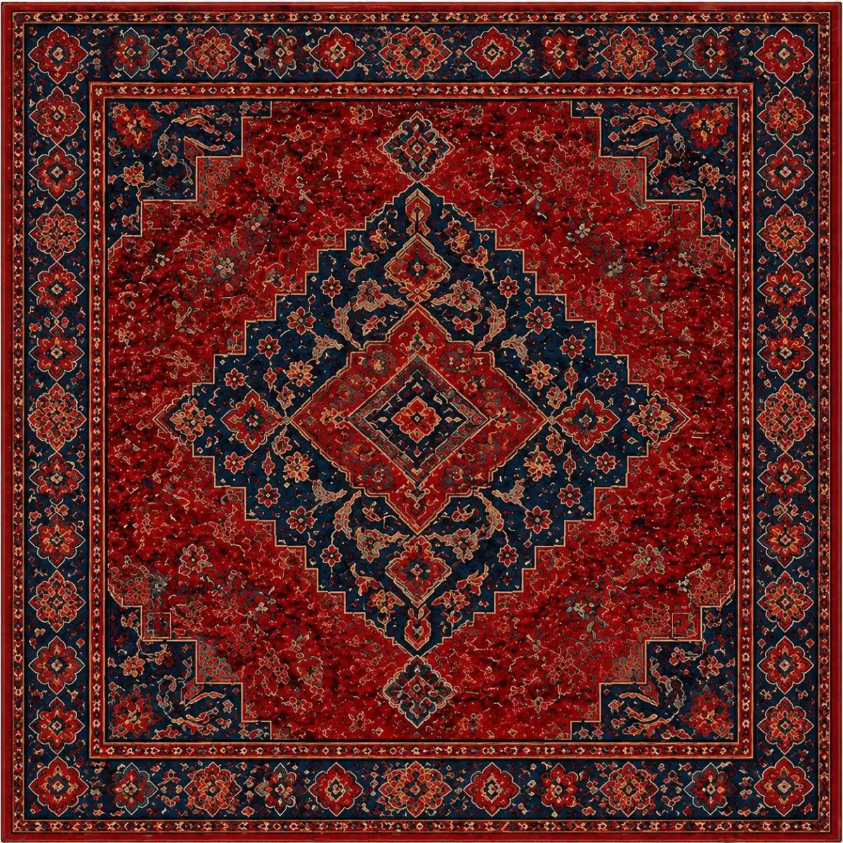 Ayga Klasik Göbekli Multi Polyester ve Pamuklu Kaydırmaz Taban Yıkanabilir Dijital Baskı Halısı - Görsel 3