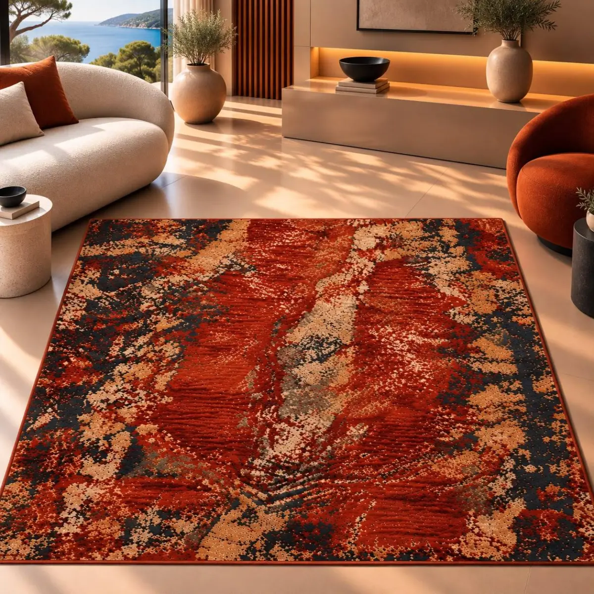 Riolos Modern Multi Polyester ve Pamuklu Kaydırmaz Taban Yıkanabilir Dijital Baskı Halısı - Görsel 4