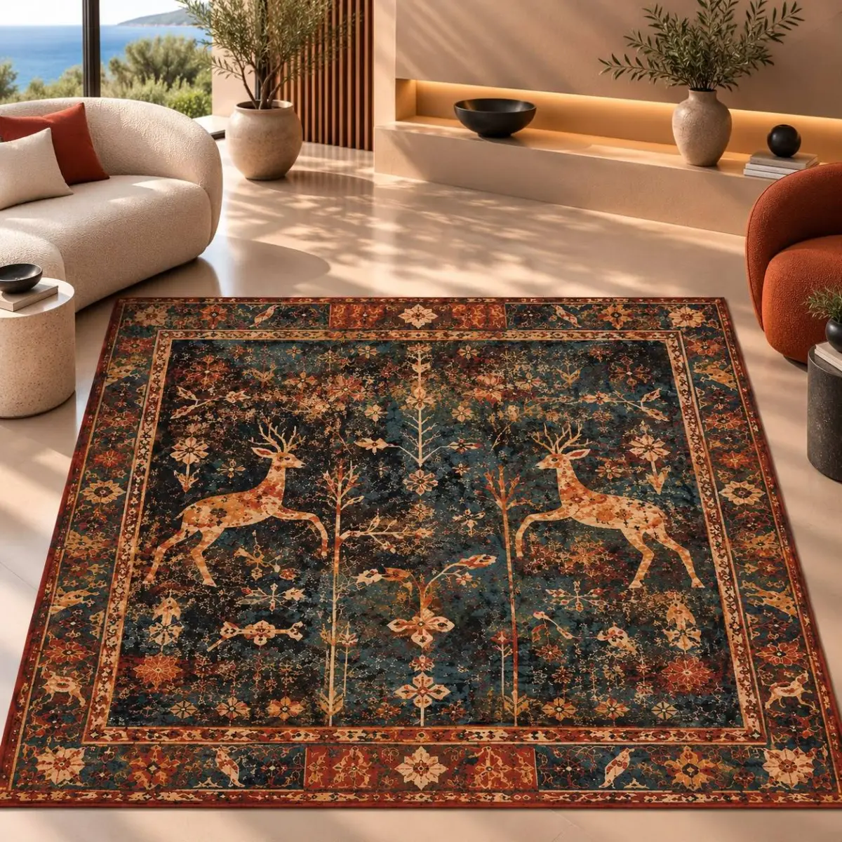 Enca Çerçeveli Multi Polyester ve Pamuklu Kaydırmaz Taban Yıkanabilir Dijital Baskı Halısı - Görsel 4