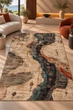 Garani Modern Multi Polyester ve Pamuklu Kaydırmaz Taban Yıkanabilir Dijital Baskı Halısı - Görsel 2