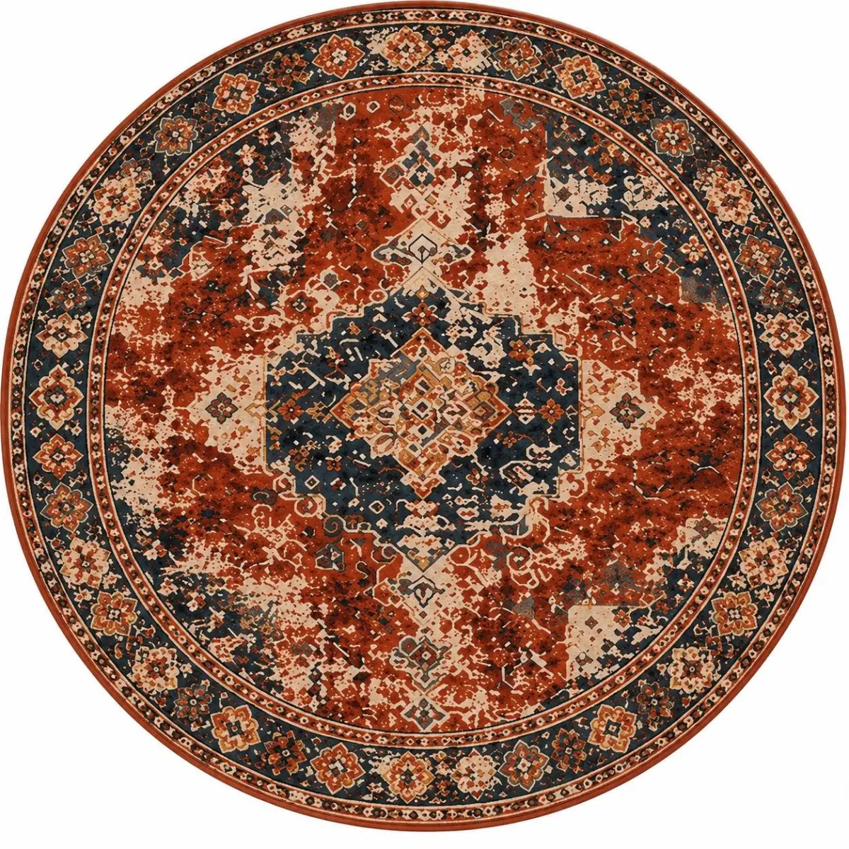 Enga Klasik Göbekli Multi Polyester ve Pamuklu Kaydırmaz Taban Yıkanabilir Dijital Baskı Halısı - Görsel 5