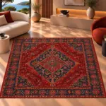 Ayga Klasik Göbekli Multi Polyester ve Pamuklu Kaydırmaz Taban Yıkanabilir Dijital Baskı Halısı - Görsel 4